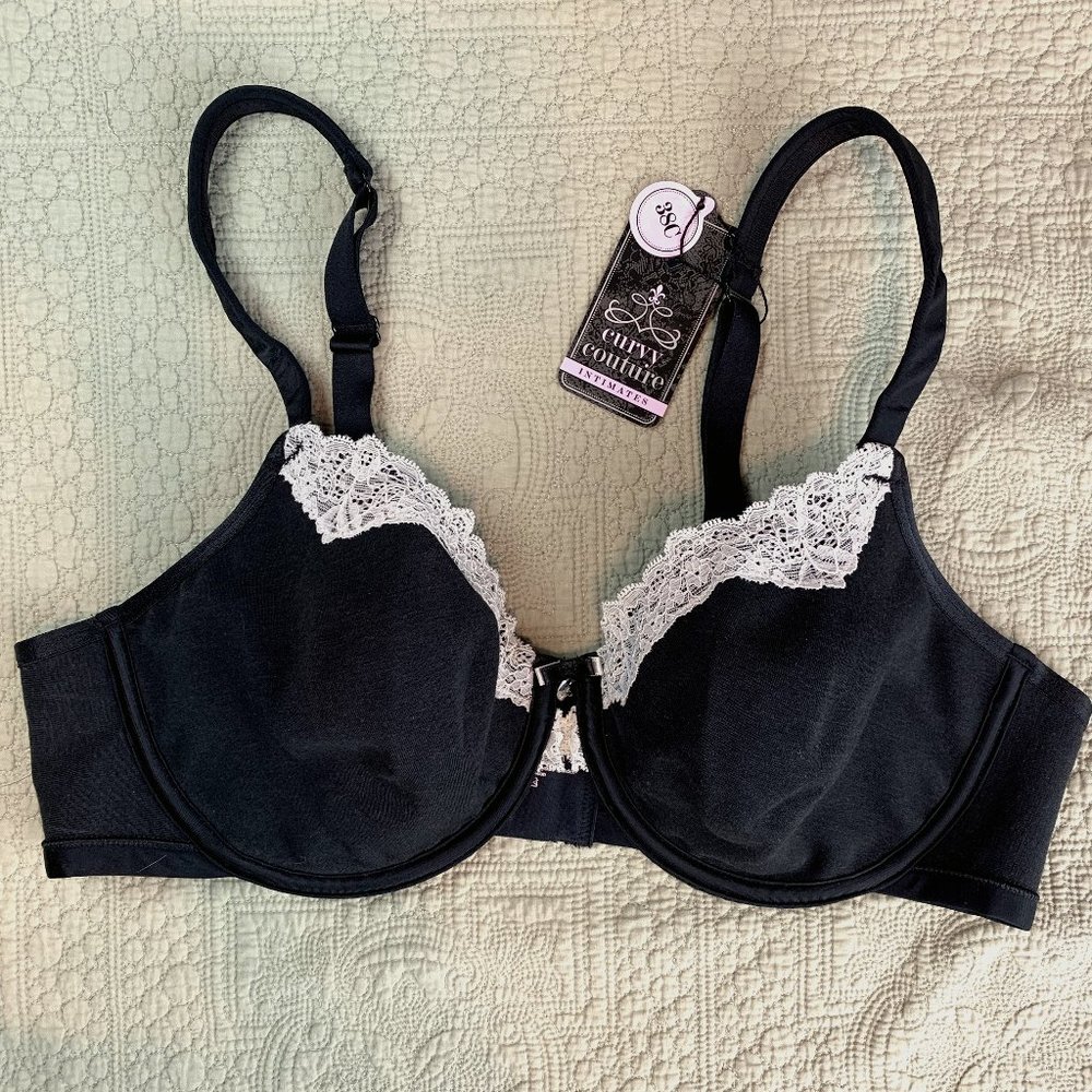 Curvy Couture black bra with lace trim NWT